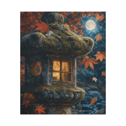 Autumn Stone Lantern Forest Whimsy Canvas Art | Earthy Decor