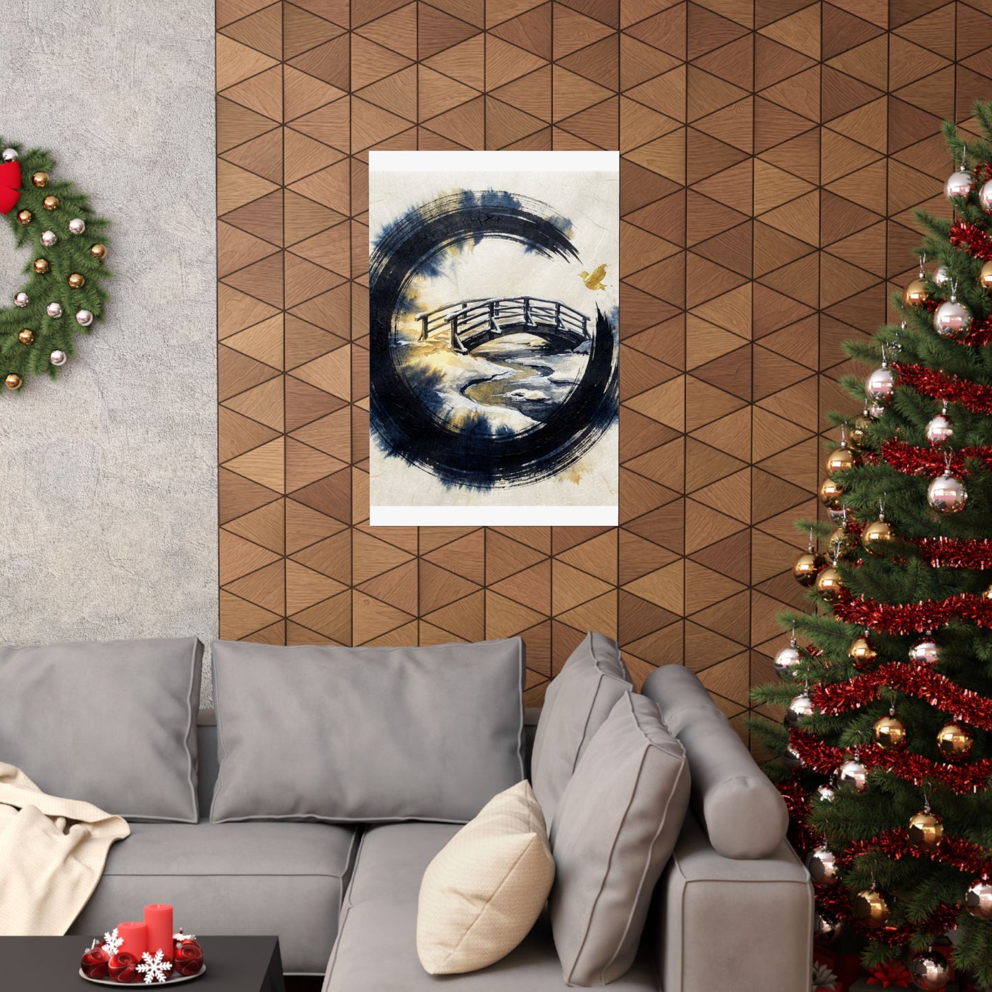 Zen Ink Brushstroke in Golden Hour | Karesansui Wall Art Print