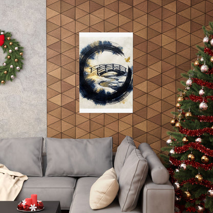 Zen Ink Brushstroke in Golden Hour | Karesansui Wall Art Print