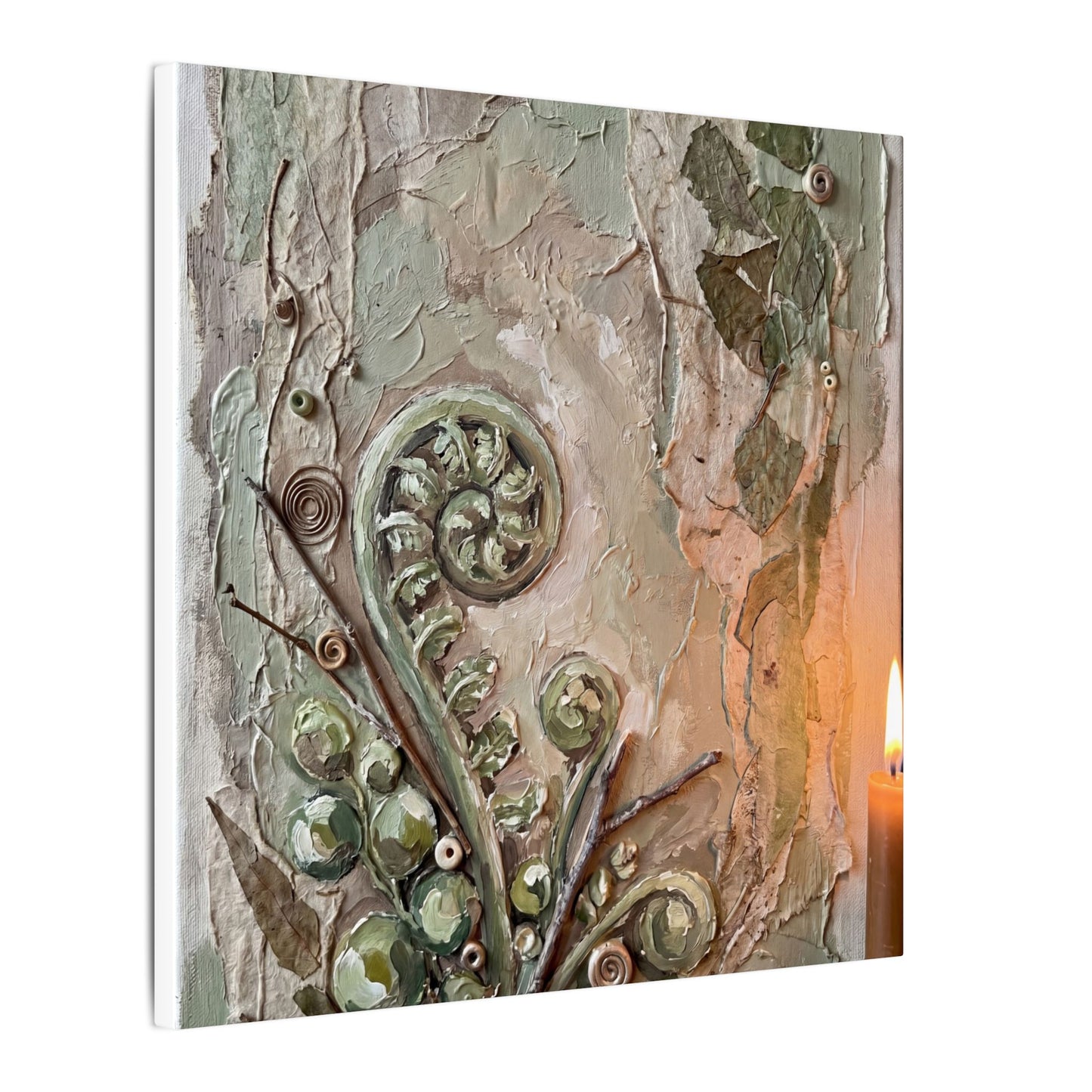 Datsuzoku Fern Unfurling Canvas Art - Japandi Texture