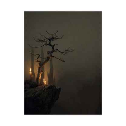 Pine Tree Shadow Zen Wall Art Print | Moody Dark Japandi Art