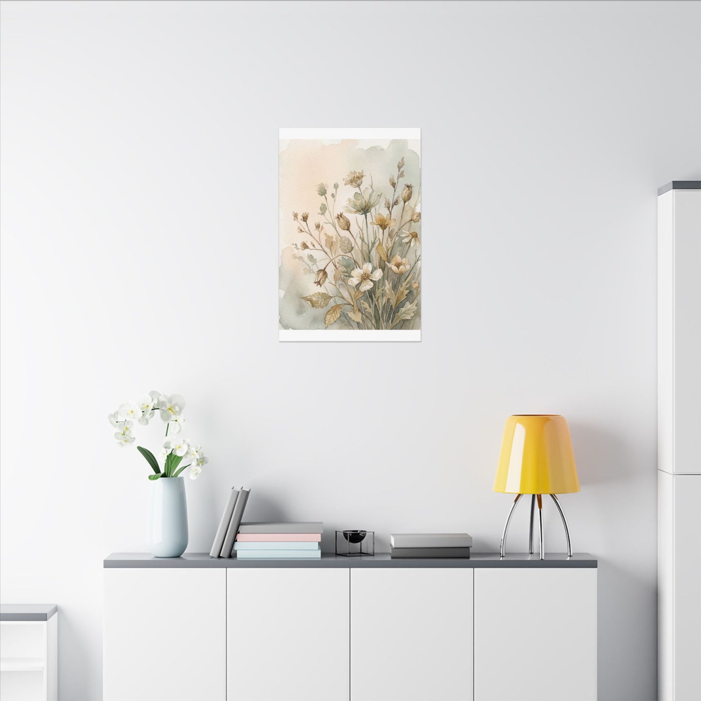 Summer Dried Flowers Watercolor Canvas Art | Elegant Decor
