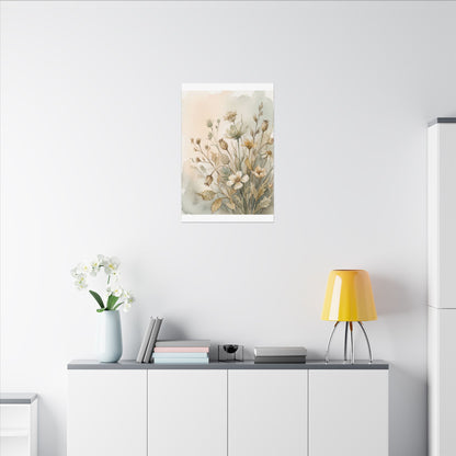 Summer Dried Flowers Watercolor Canvas Art | Elegant Decor