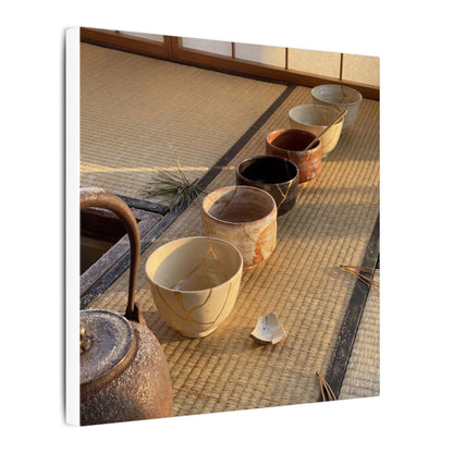 Kintsugi Tea Ceremony in Golden Hour | Gold Repair Canvas Art