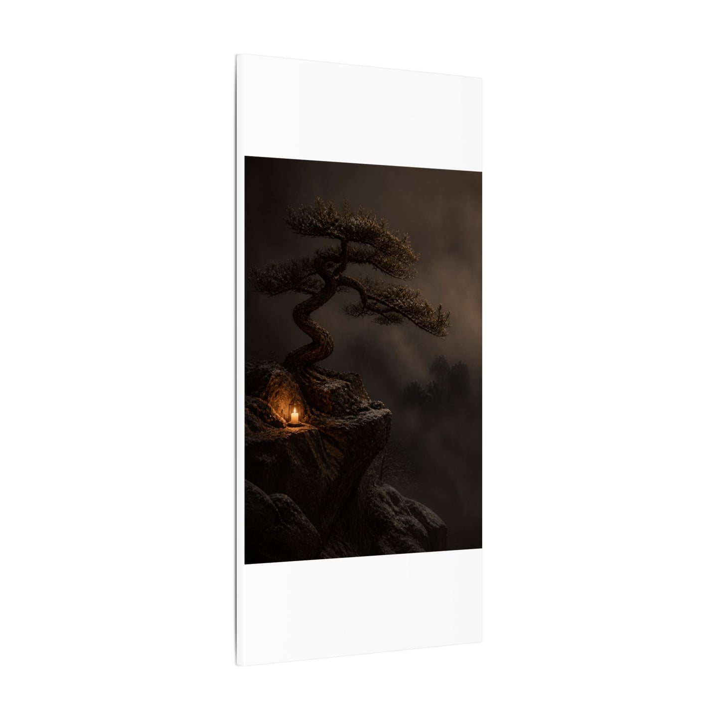 Pine Tree Shadow Zen Canvas Art | Luxurious Dark Japandi Art