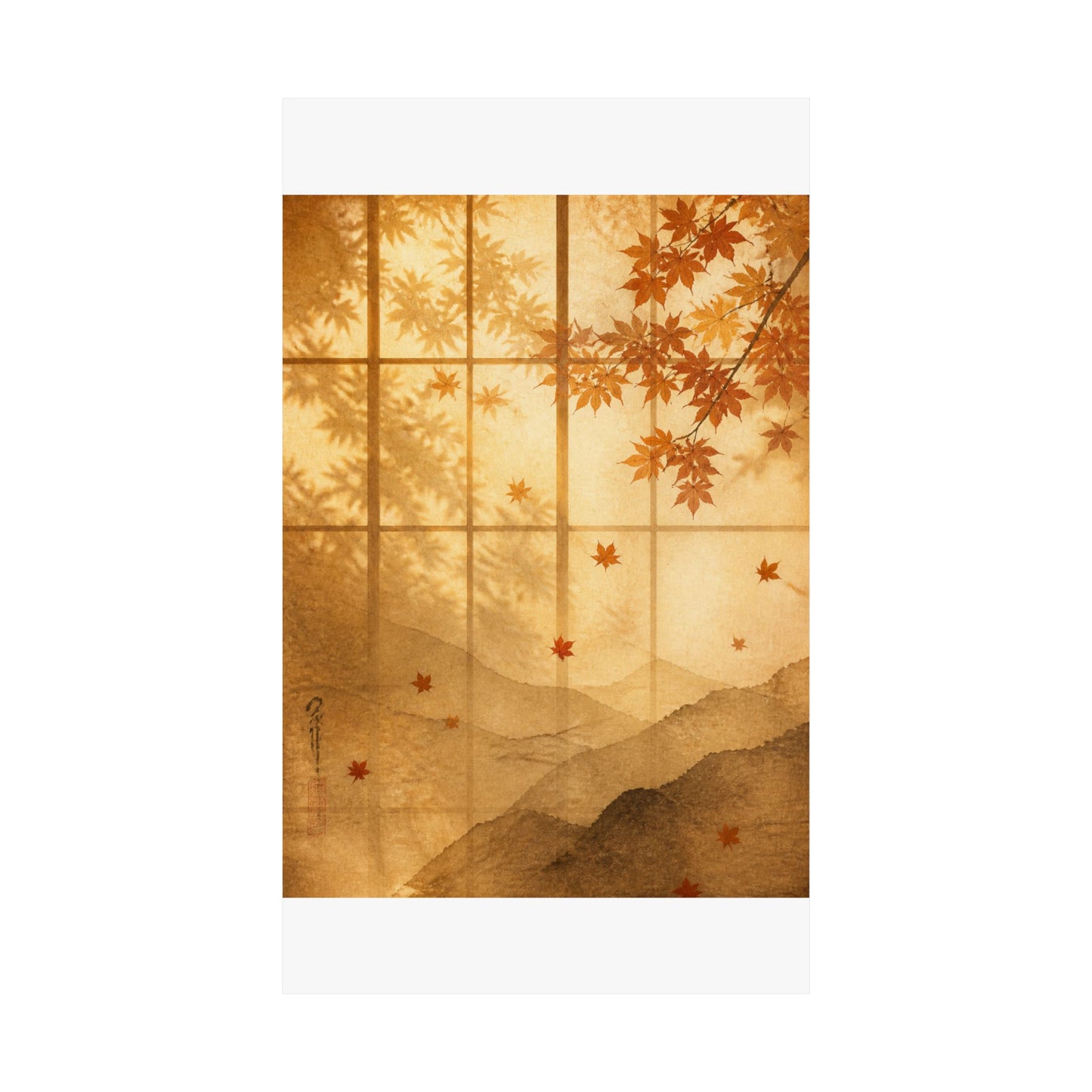 Shoji Screen Wall Art Print | Autumn Japandi Texture Art
