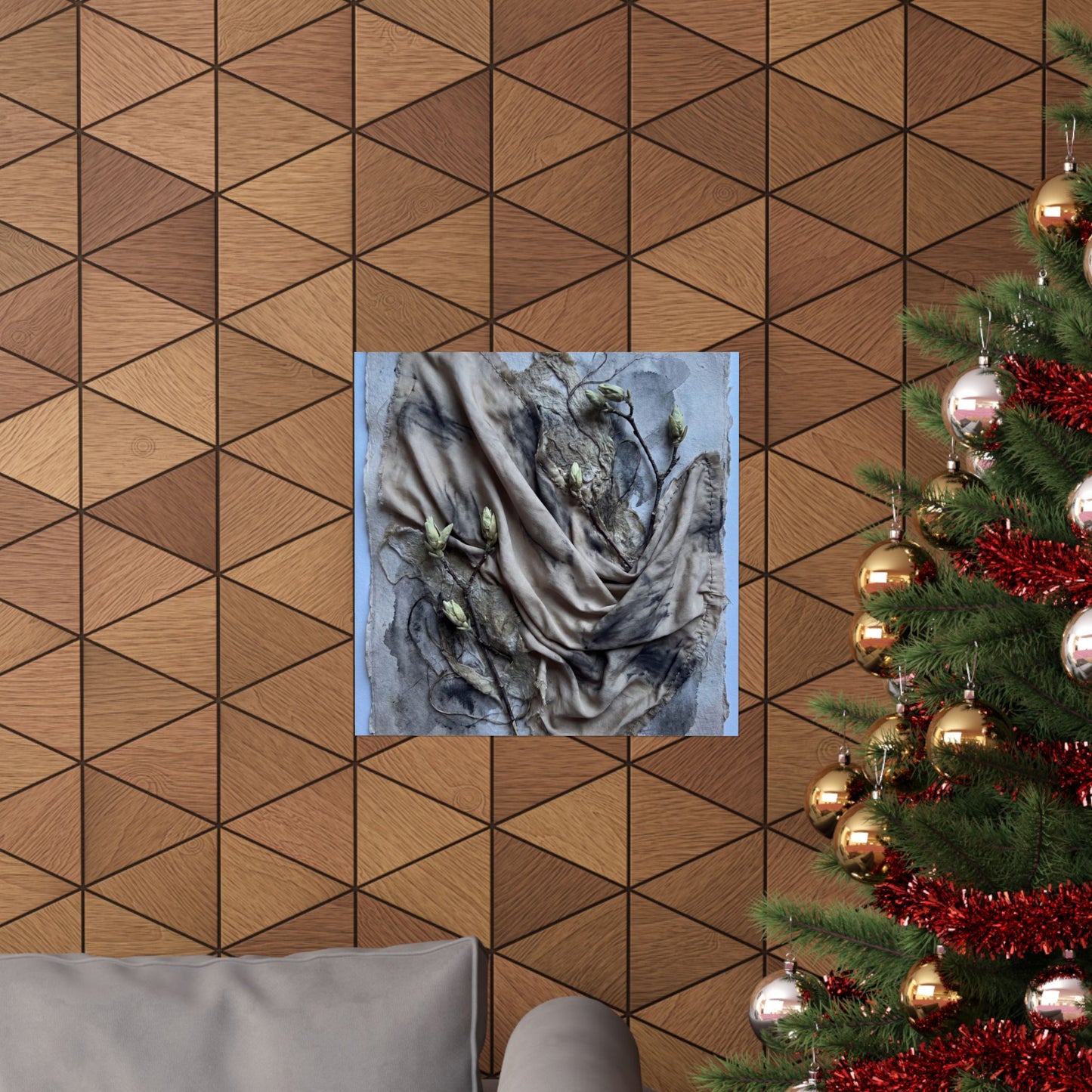 Japandi Silk Drape in Moonlight | Texture Wall Art Print