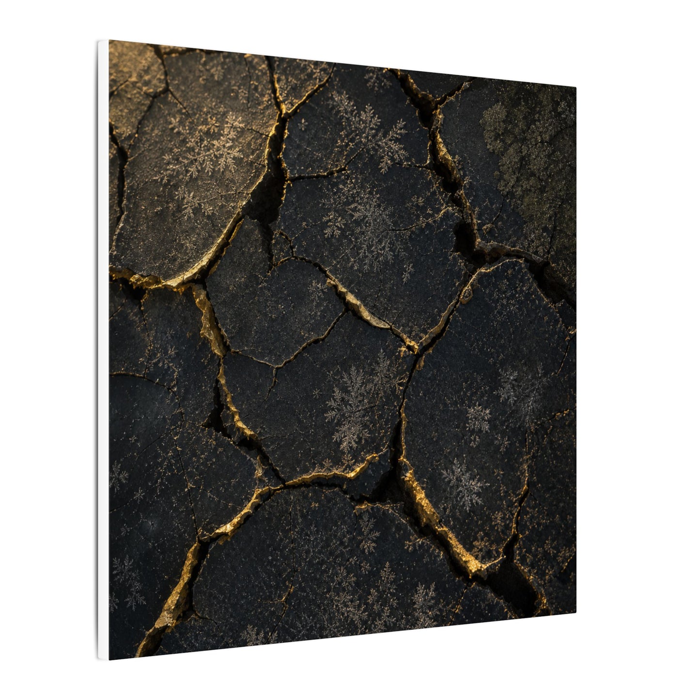 Cracked Earth Canvas Art | Winter Dark Japandi Shadow Zen Art