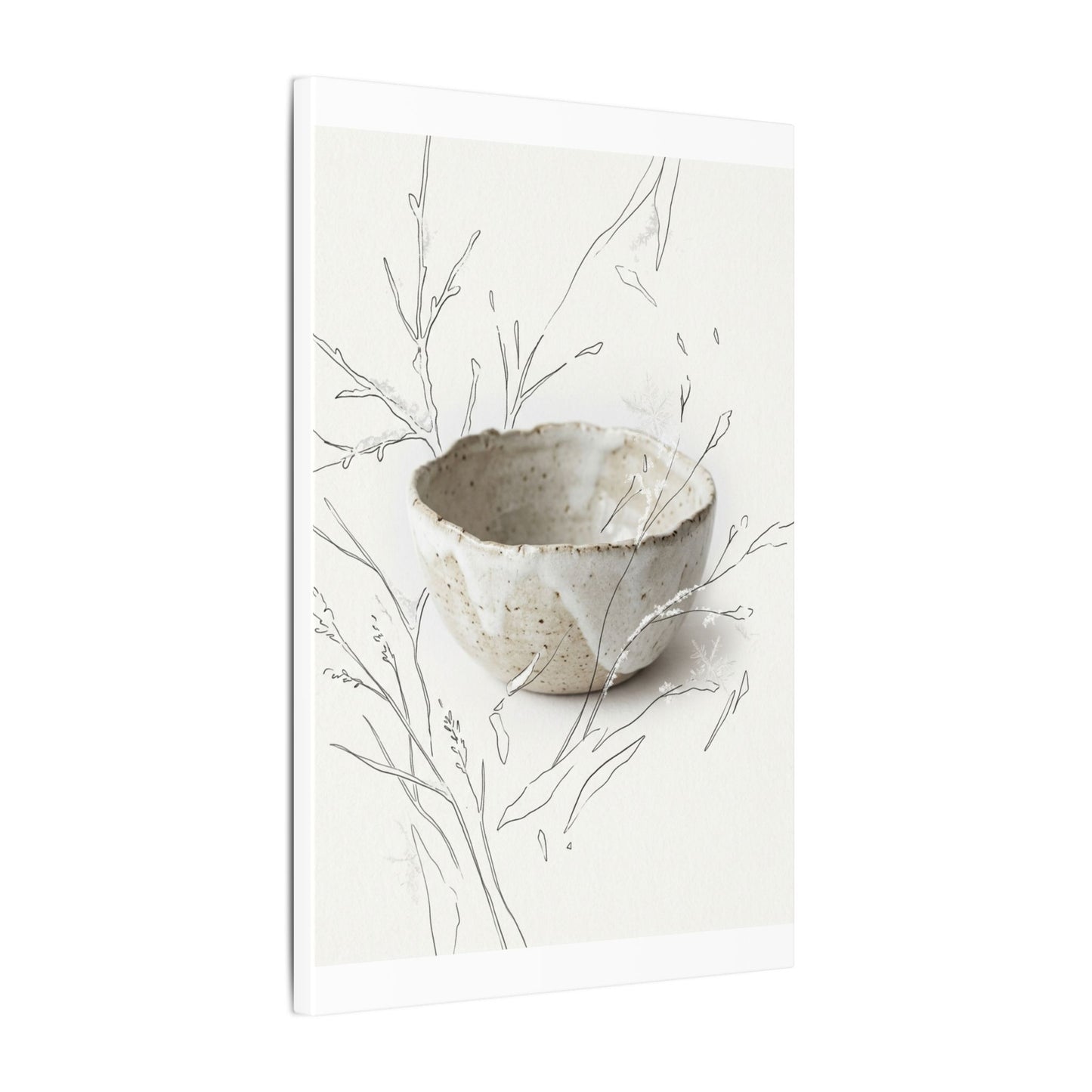 Neutral Ceramic Bowl Canvas Art - Minimal Line Japandi