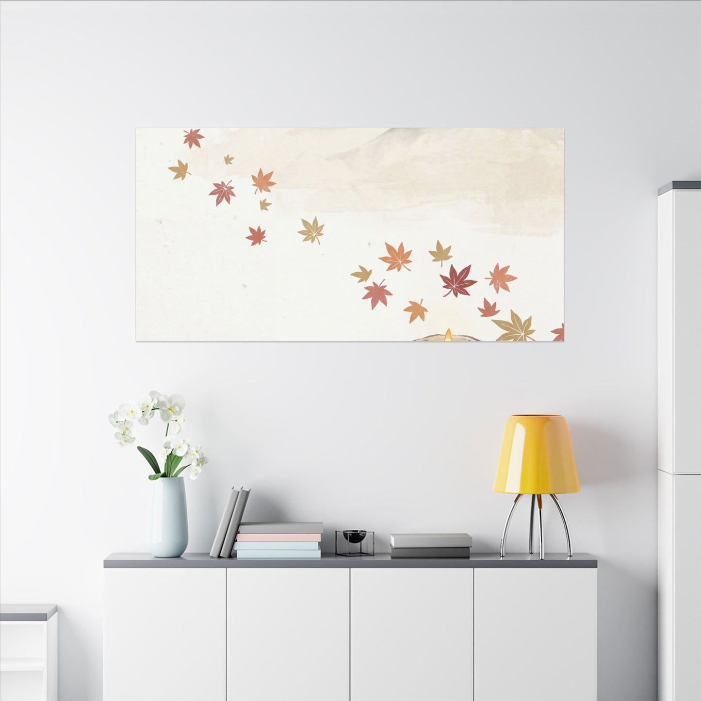 Earthy Mountain Mist Canvas Art - Japanese Pattern Japandi