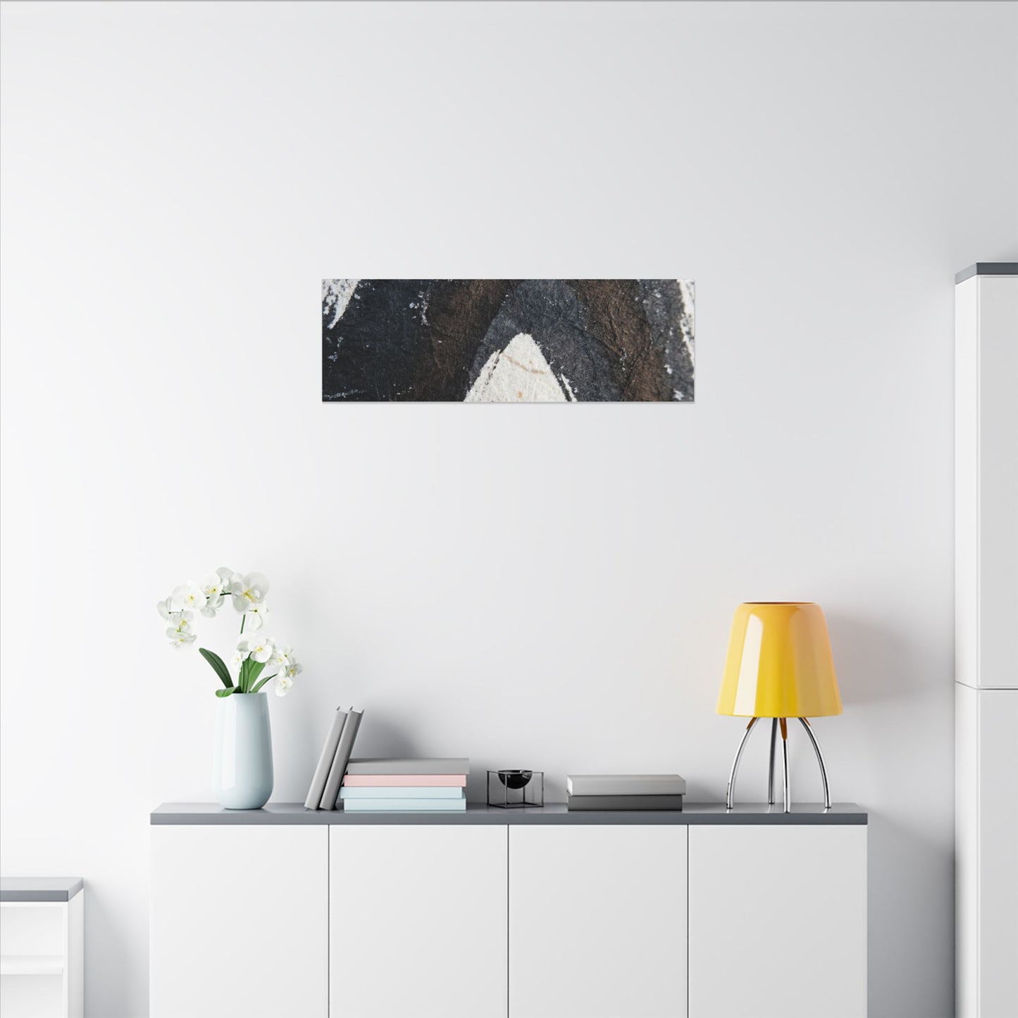 Moody Ink Brushstroke Canvas Art - Moody Minimal Dark Japandi
