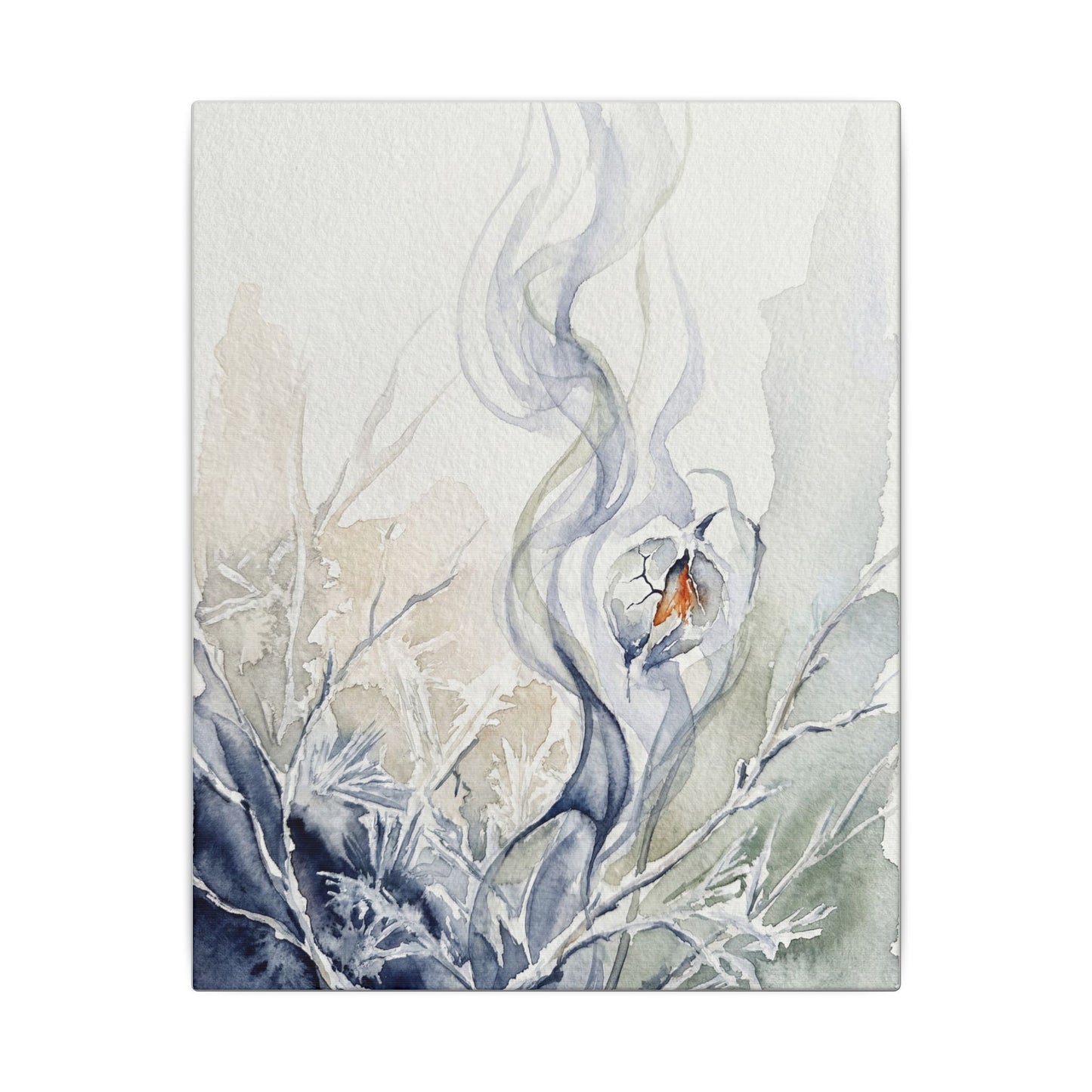 Earthy Incense Smoke Canvas Art - Watercolor Japandi