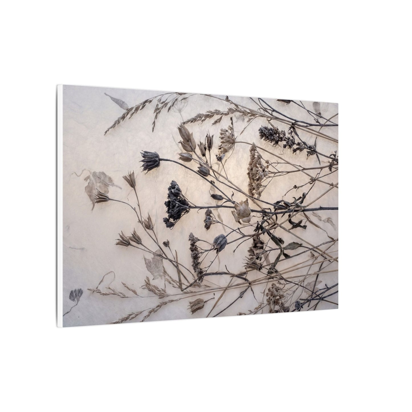 Elegant Dried Flowers Canvas Art - Japanese Pattern Japandi
