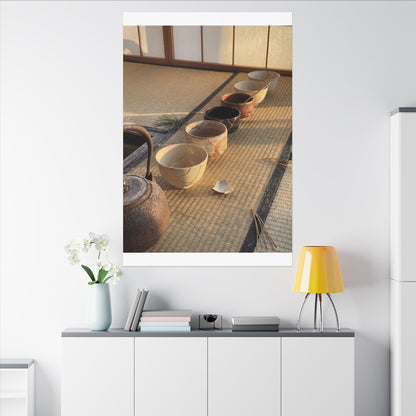 Kintsugi Tea Ceremony in Golden Hour | Gold Repair Canvas Art