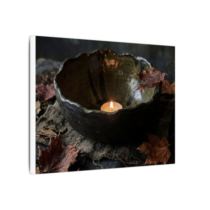 Candlelight Ceramic Bowl Canvas Art - Dark Japandi Kanso