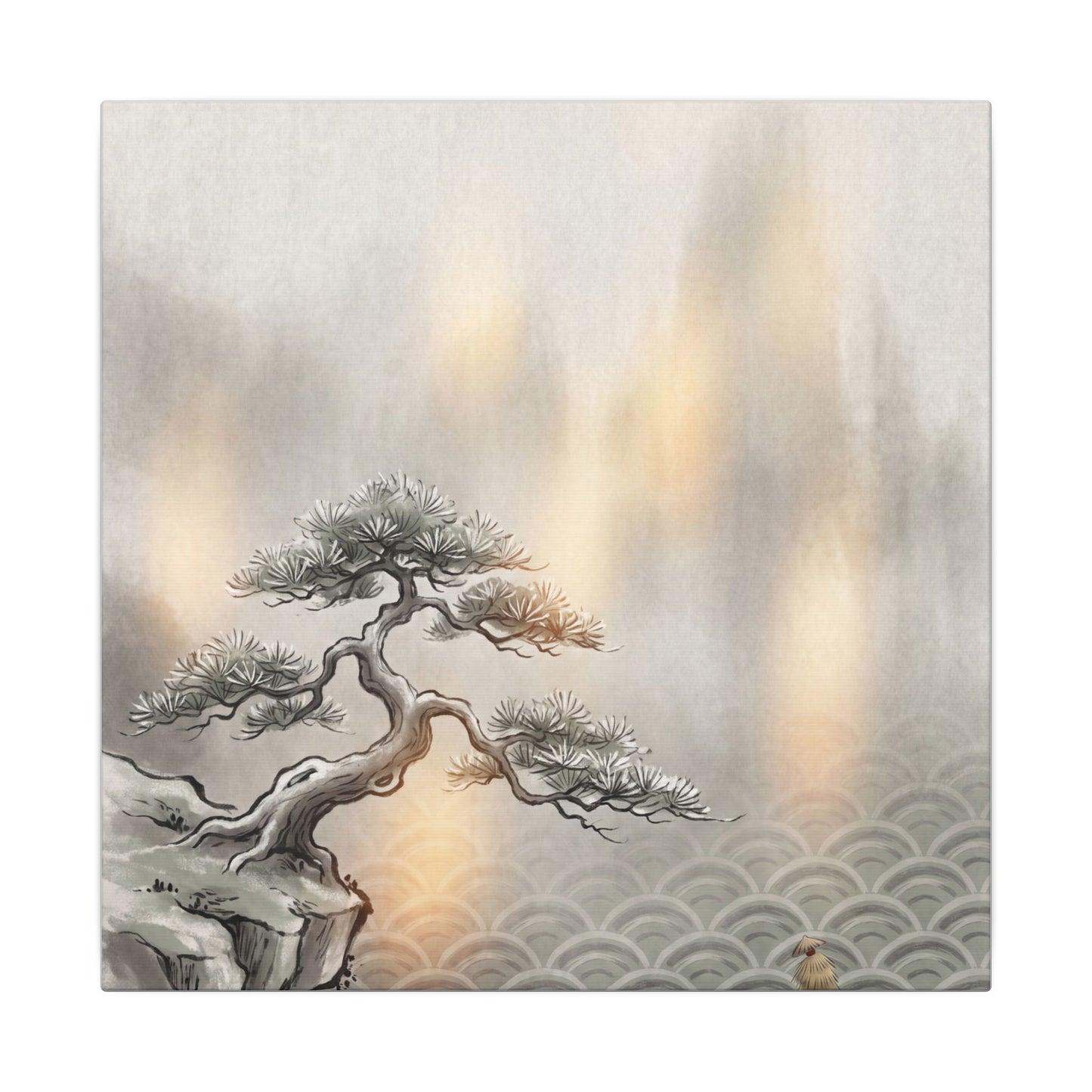 Pine Tree Canvas Art | Winter Japandi Japanese Pattern Art