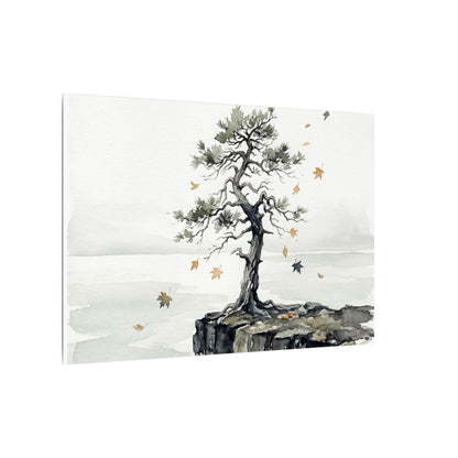 Japandi Pine Tree in Overcast | Watercolor Canvas Art