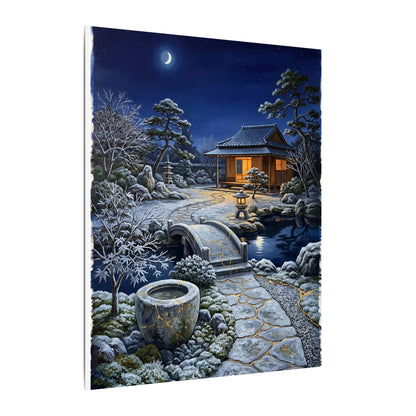 Moonlit Garden Winter Canvas Art | Kintsugi Artful Design