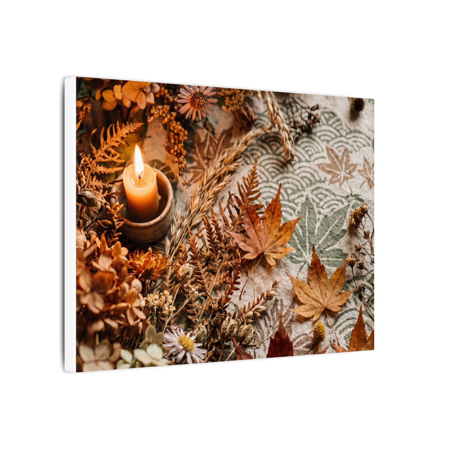 Candlelight Dried Flowers Canvas Art - Japandi Seijaku