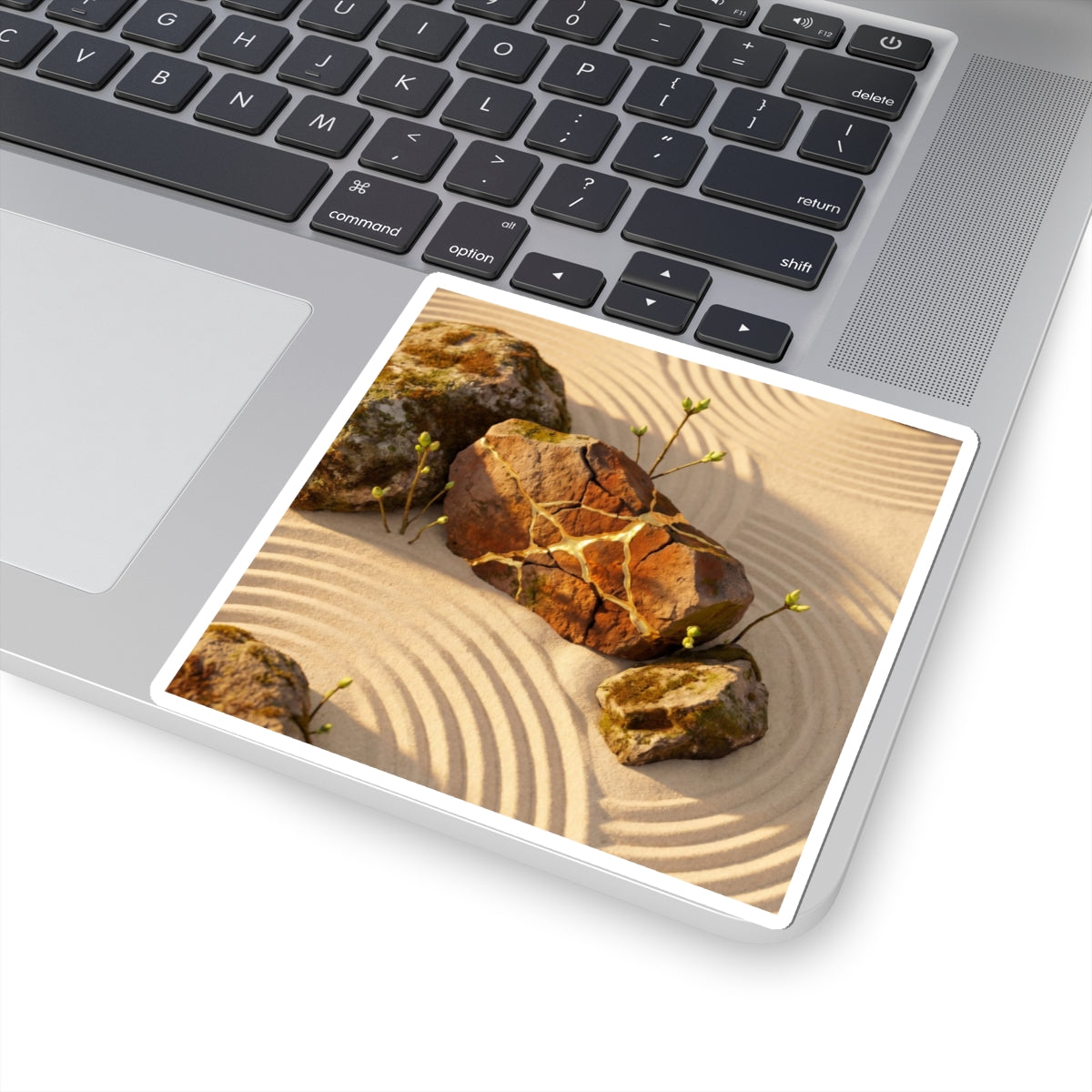 Kanso Rock Garden Sticker - Kintsugi Crackle Gold Art Print