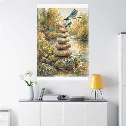 River Stones Summer Canvas Art | Japandi Cozy Design