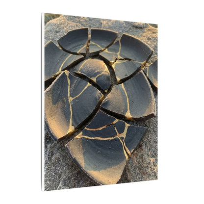 Broken Pottery Winter Canvas Art | Kintsugi Resilient Design