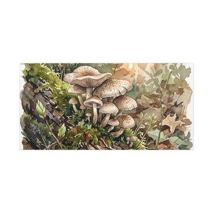 Wild Mushrooms Canvas Art | Spring Japandi Watercolor Art