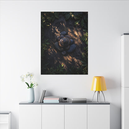 Ma River Stones Canvas Art - Dark Japandi Dark Texture