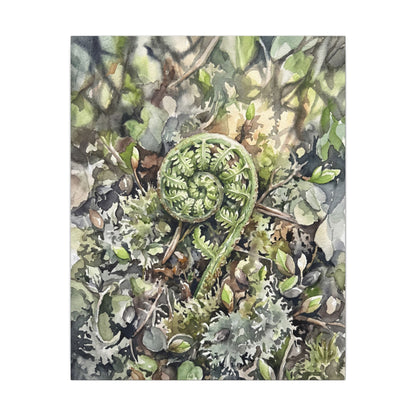 Fern Unfurling Spring Canvas Art | Japandi Neutral Design