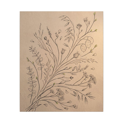 Dried Flowers Canvas Art | Spring Japandi Minimal Line Art