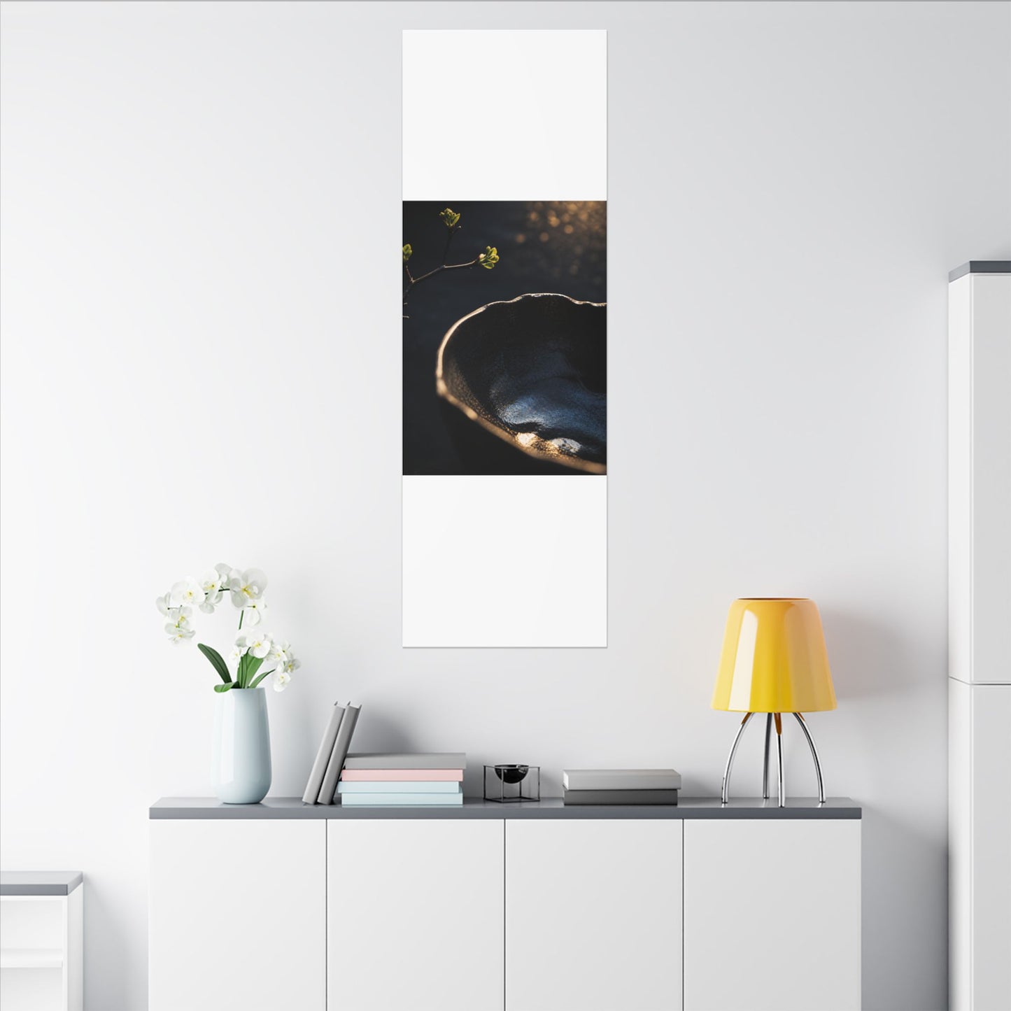 Ma Ceramic Bowl Canvas Art - Dark Japandi Shadow Zen