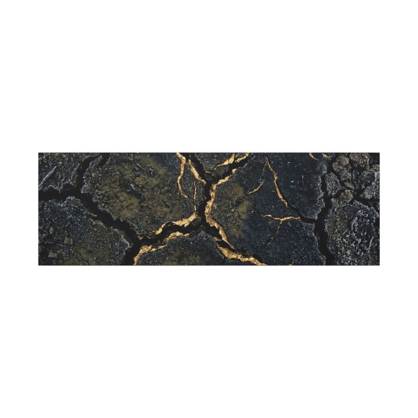 Overcast Cracked Earth Canvas Art - Dark Japandi Ma