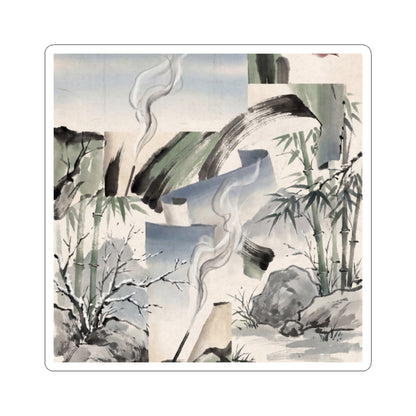 Winter Incense Smoke Sumi E Sticker | Peaceful Decor