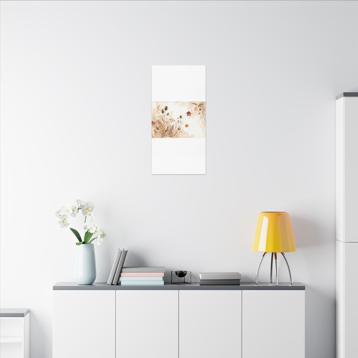 Dried Flowers Canvas Art | Autumn Japandi Watercolor Art