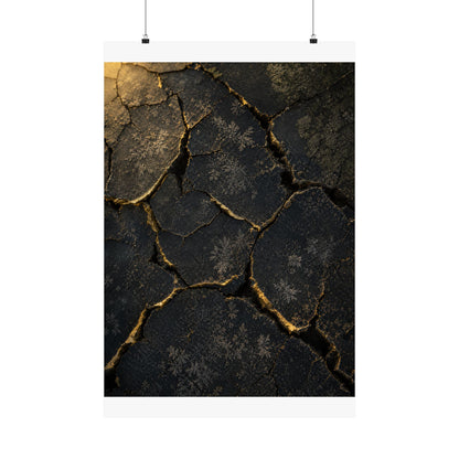 Cracked Earth Shadow Zen Wall Art Print | Atmospheric Dark Japandi Art
