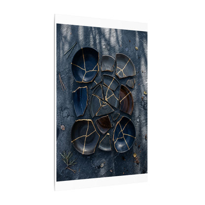 Dark Japandi Broken Pottery in Dappled | Shadow Zen Canvas Art