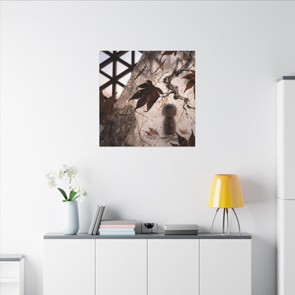 Shoji Screen Autumn Canvas Art | Dark Japandi Atmospheric Design