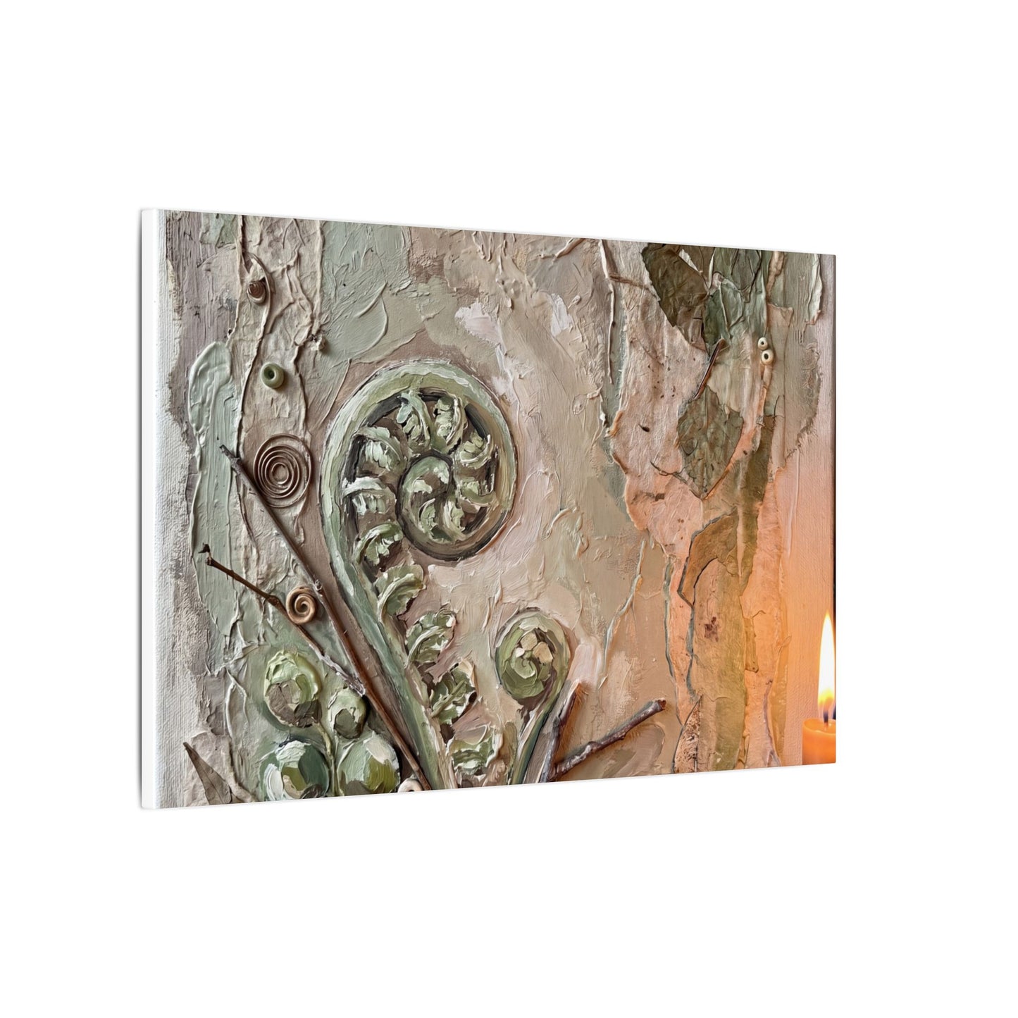 Datsuzoku Fern Unfurling Canvas Art - Japandi Texture