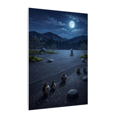 Kintsugi Moonlit Garden in Moonlight | Gold Repair Canvas Art