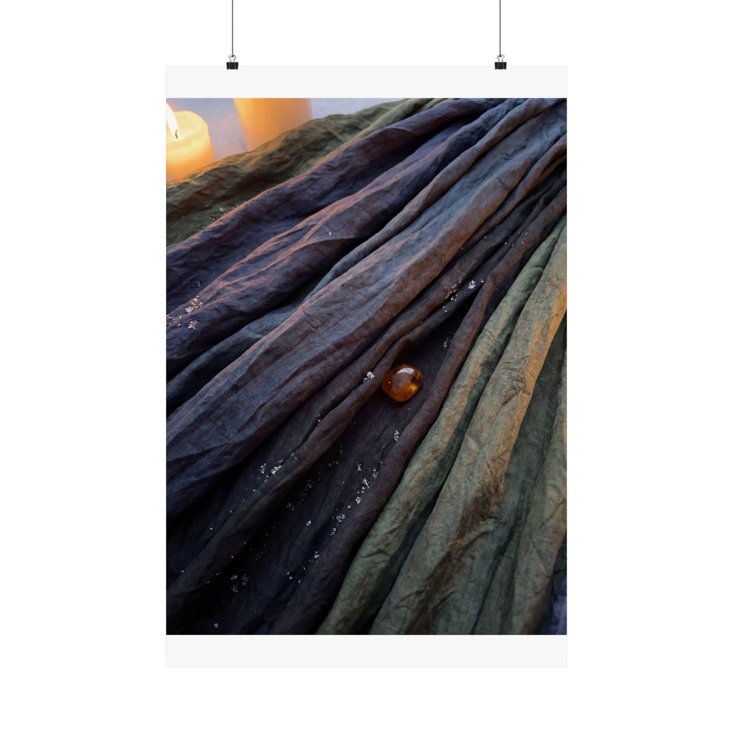 Dark Japandi Silk Drape in Candlelight | Shadow Zen Wall Art Print