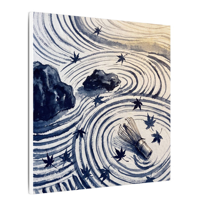 Zen Rock Garden in Golden Hour | Sumi E Canvas Art