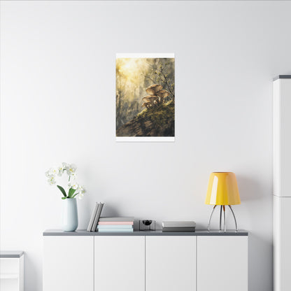 Wild Mushrooms Canvas Art | Spring Japandi Watercolor Art