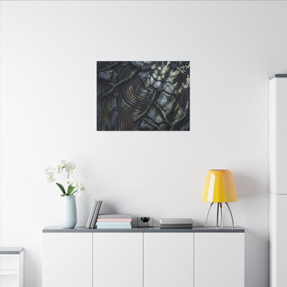 Rock Garden Canvas Art | Winter Dark Japandi Dark Texture Art