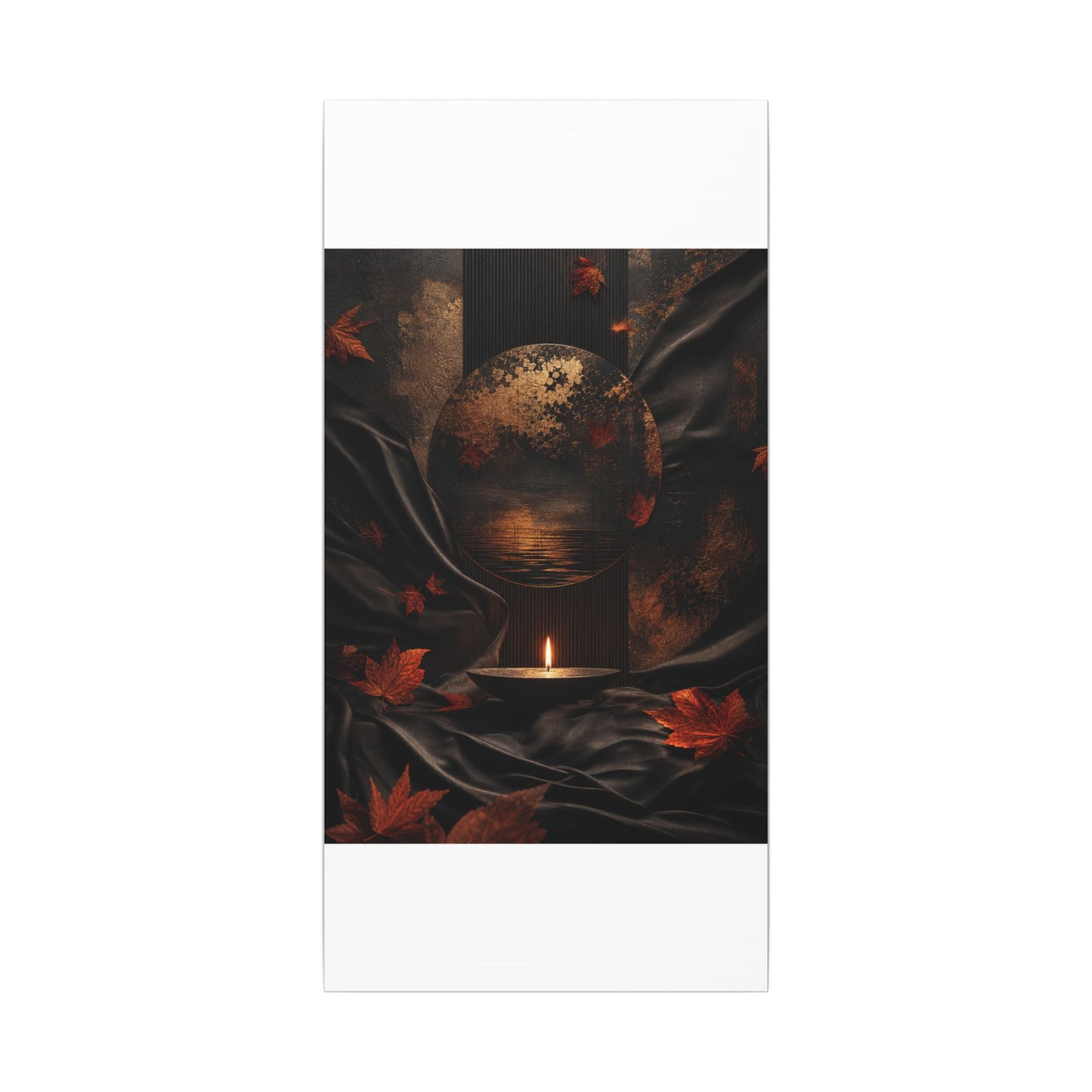 Silk Drape Autumn Canvas Art | Dark Japandi Moody Design