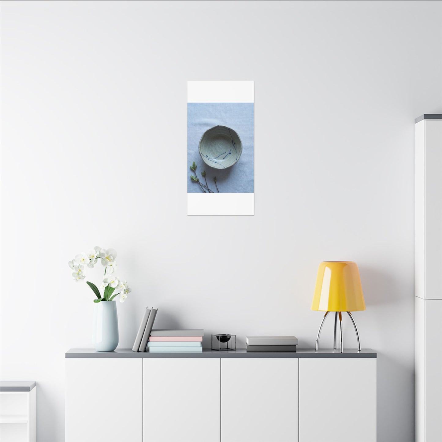 Spring Ceramic Bowl Minimal Line Canvas Art | Warm Decor