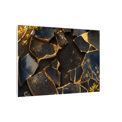 Golden Hour Broken Pottery Canvas Art - Kintsugi Ma