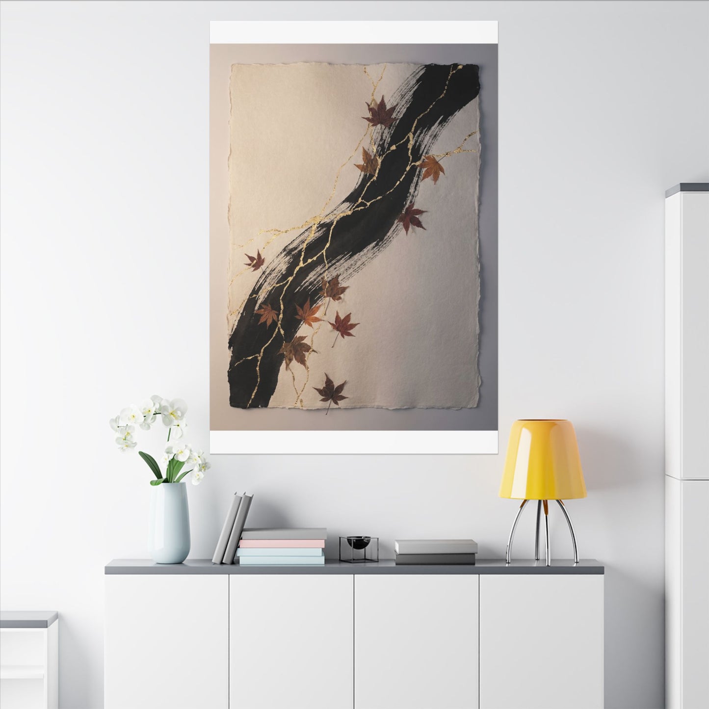 Dawn Ink Brushstroke Canvas Art - Kintsugi Ma