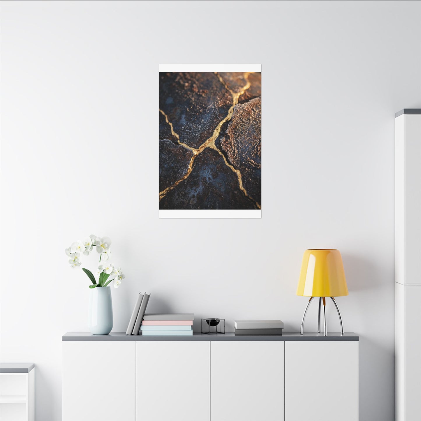 Winter Rust Patina Gold Vein Canvas Art | Resilient Decor