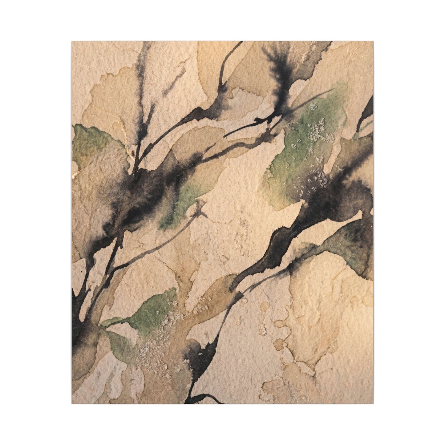 Japandi Shadow Play in Golden Hour | Watercolor Canvas Art