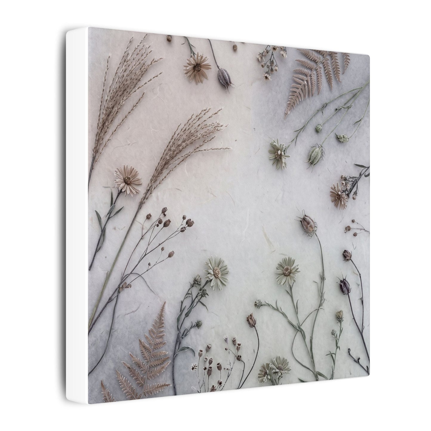 Dried Flowers Japanese Pattern Canvas Art | Elegant Japandi Art